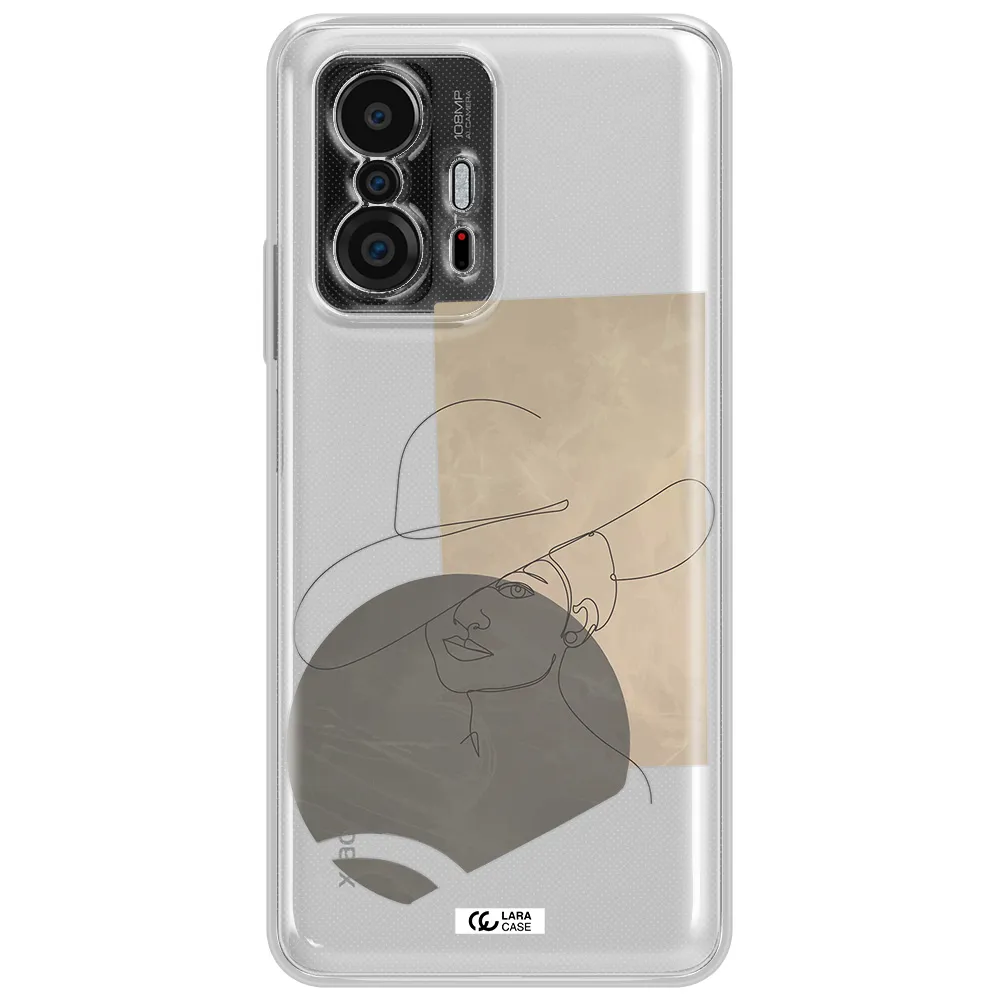 The Lady In The Hat Line Art Xiaomi 11T Clear Tpu Case
