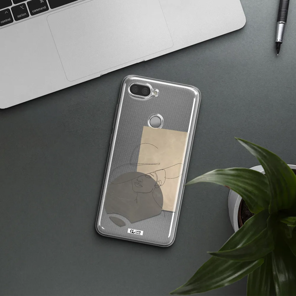 The Lady In The Hat Line Art Xiaomi Mi 8 Lite Clear TPU Case