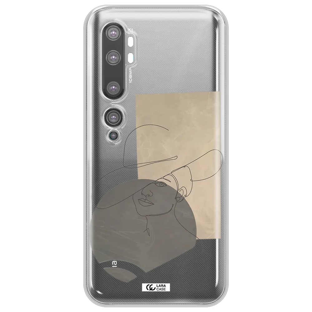 The Lady In The Hat Line Art Xiaomi Mi Note 10 Clear TPU Case