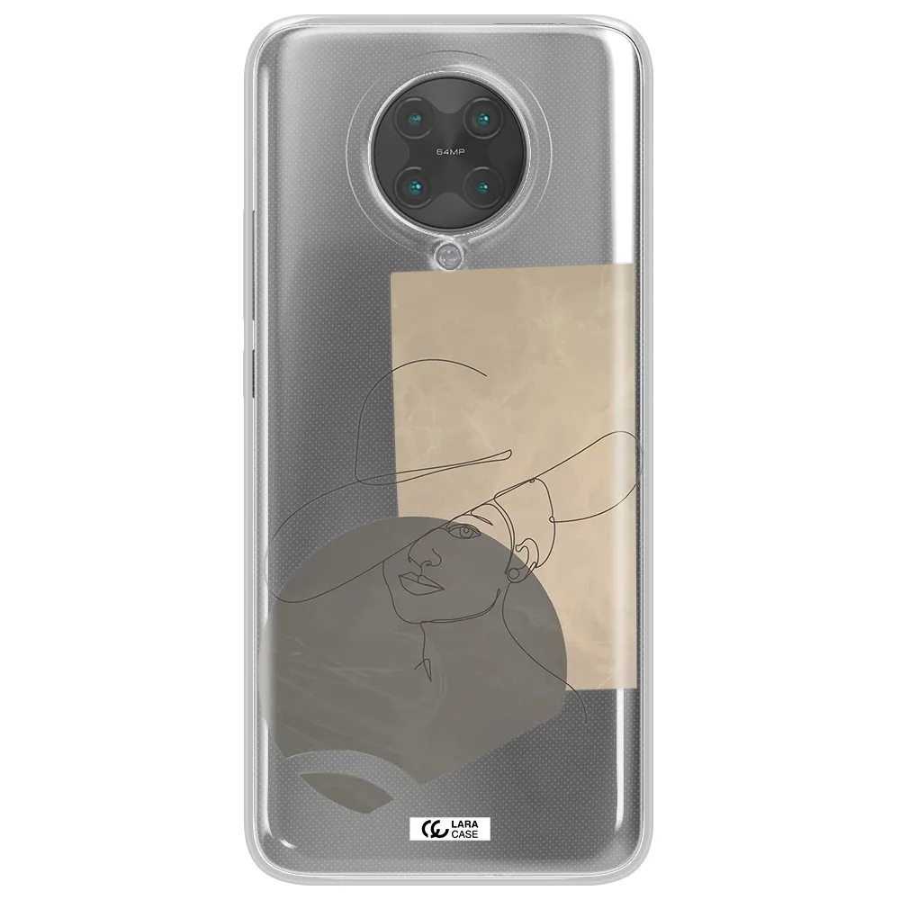The Lady In The Hat Line Art Xiaomi Poco F2 Pro Clear TPU Case