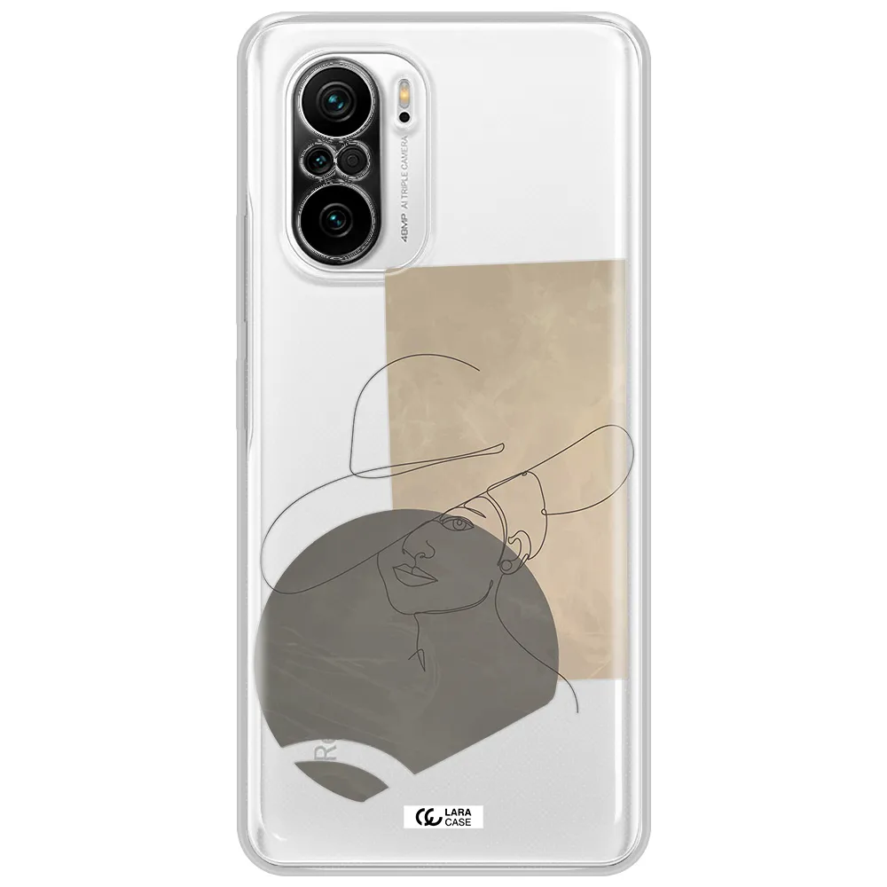 The Lady In The Hat Line Art Xiaomi Poco F3 Clear Tpu Case