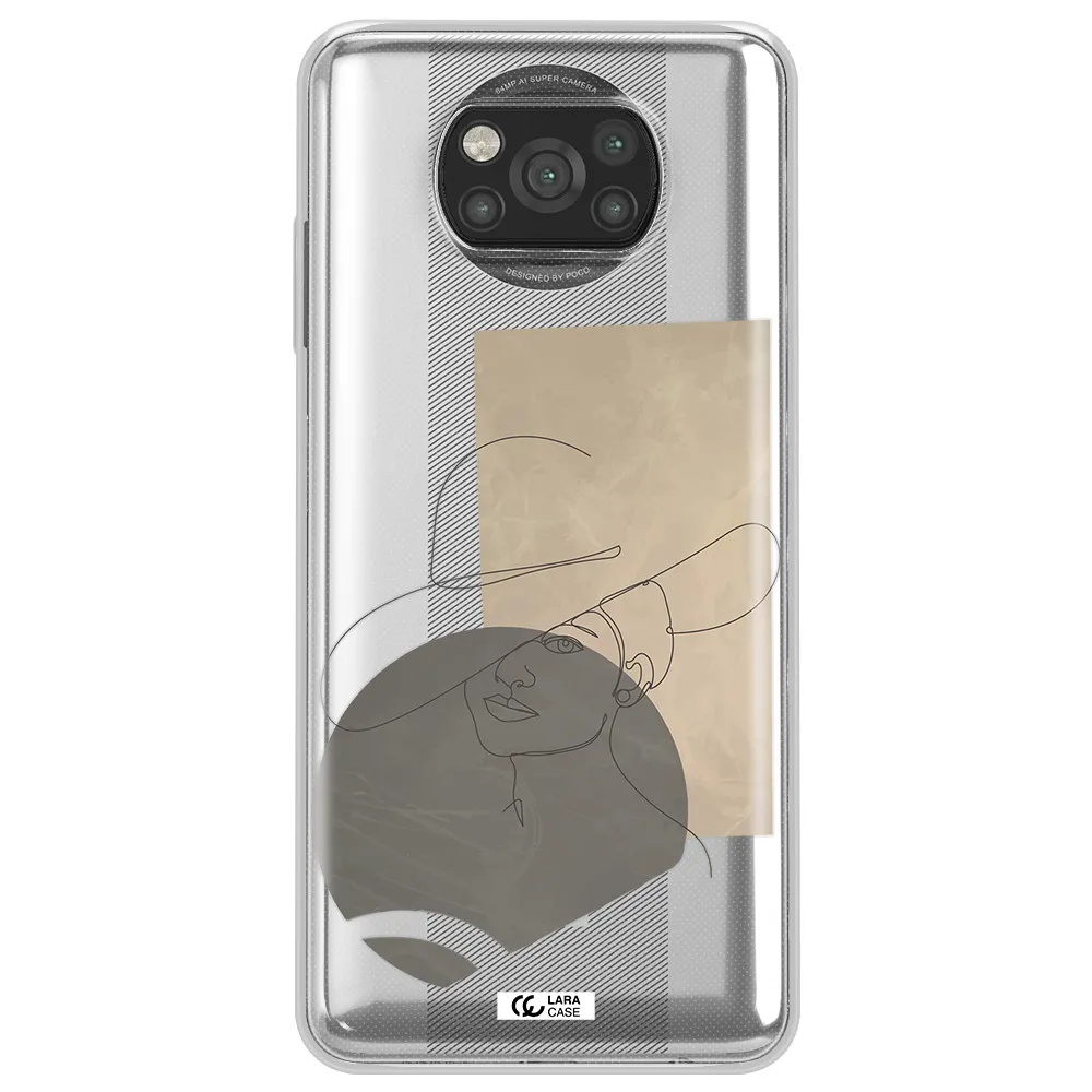 The Lady In The Hat Line Art Xiaomi Poco X3 Clear TPU Case