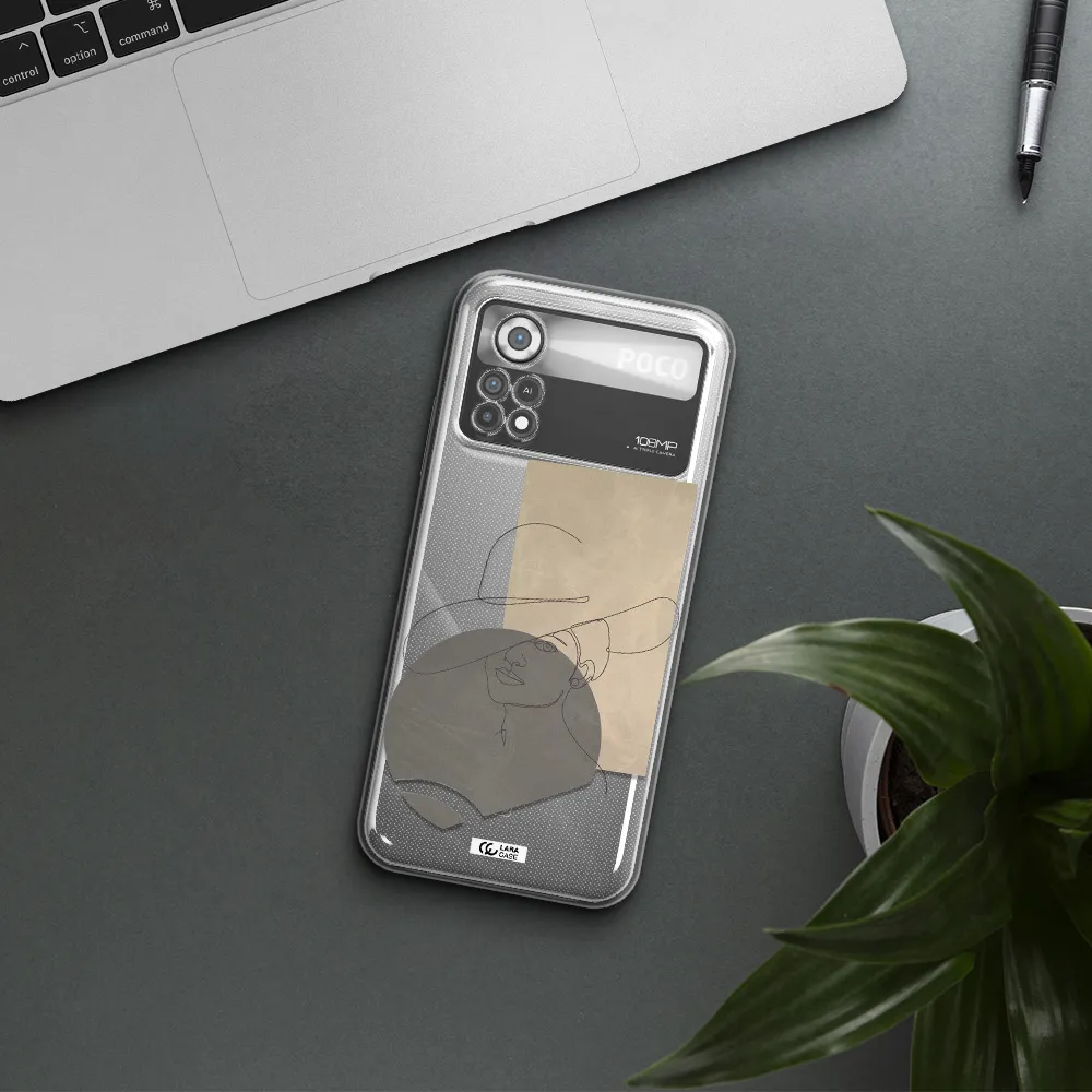 The Lady In The Hat Line Art Xiaomi Poco X4 Pro Clear TPU Case