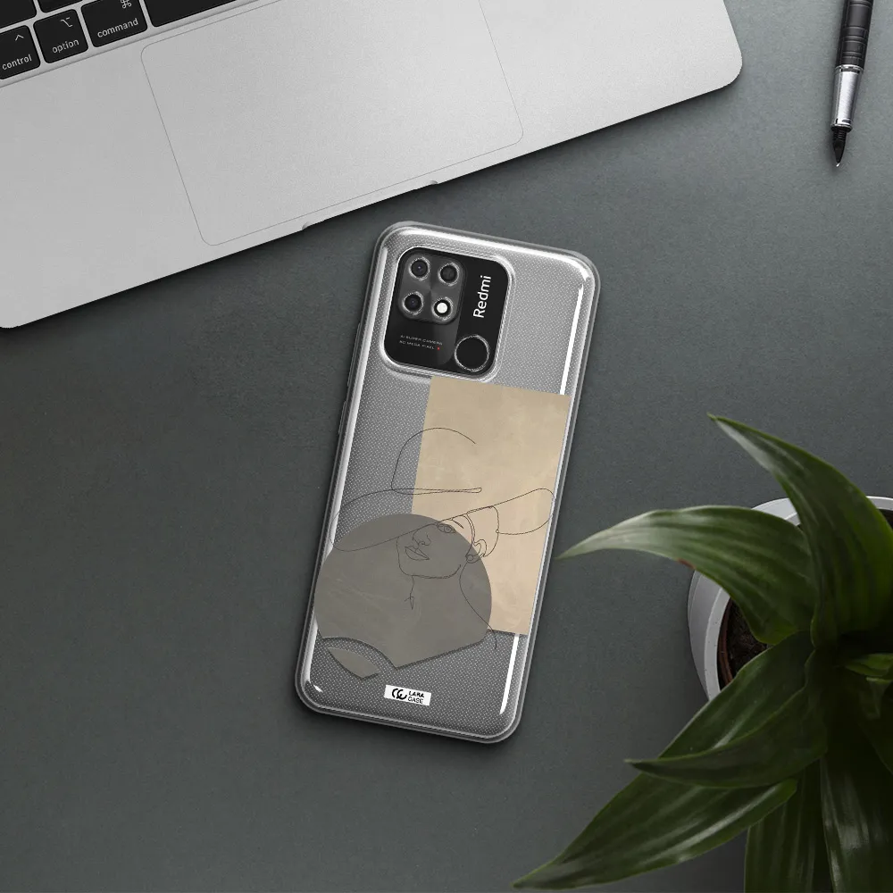 The Lady In The Hat Line Art Xiaomi Redmi 10C Clear TPU Case