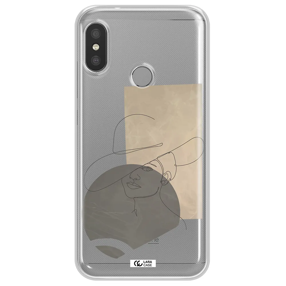 The Lady In The Hat Line Art Xiaomi Redmi 6 Pro Clear TPU Case