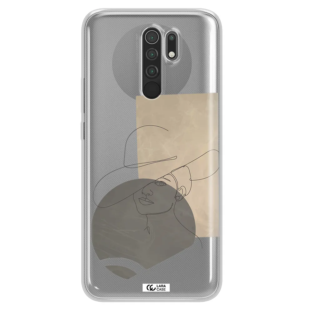 The Lady In The Hat Line Art Xiaomi Redmi 9 Clear TPU Case