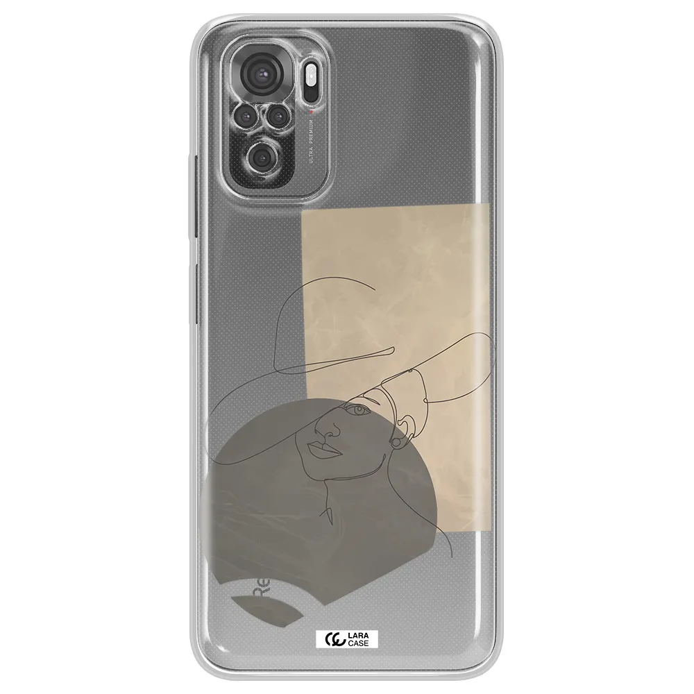 The Lady In The Hat Line Art Xiaomi Redmi Note 10S Clear Tpu Case