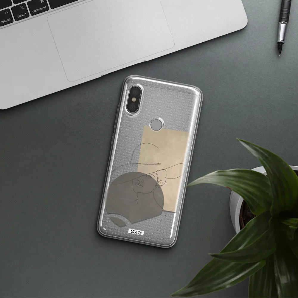The Lady In The Hat Line Art Xiaomi Redmi Note 6 Pro Clear TPU Case