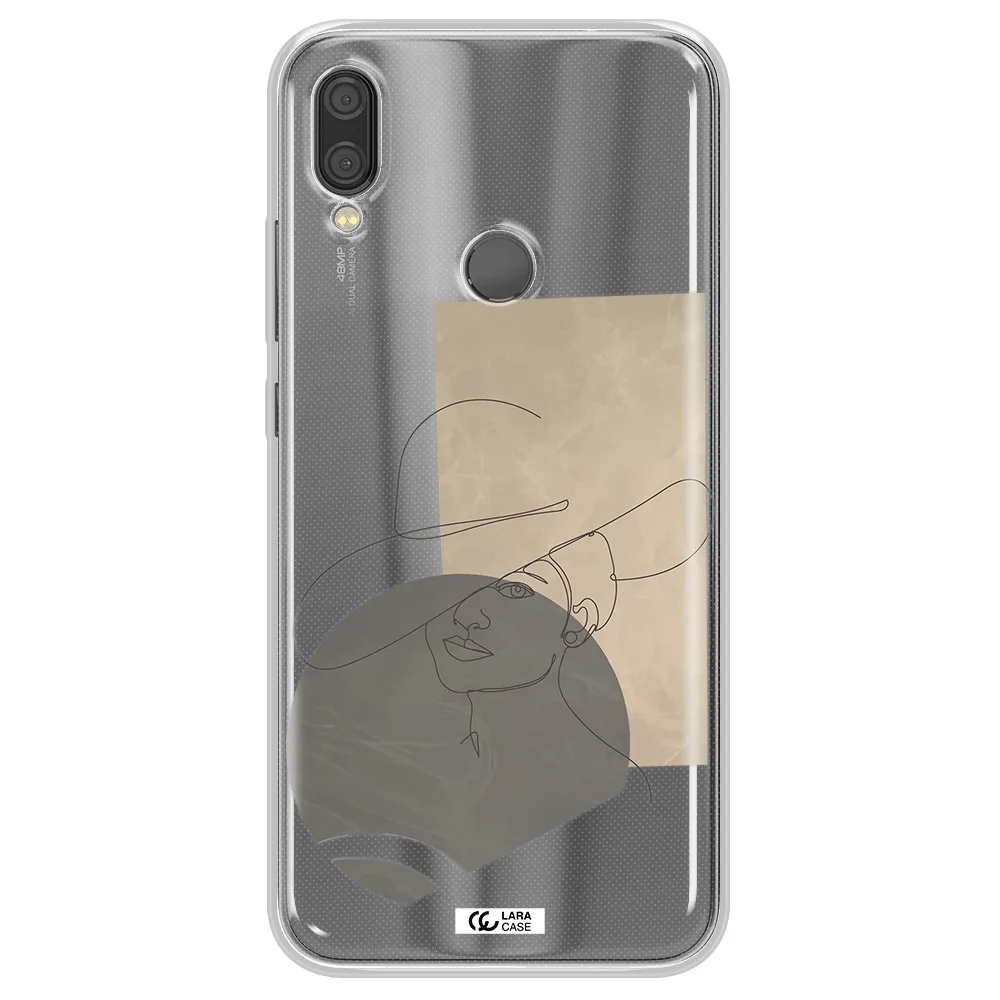 The Lady In The Hat Line Art Xiaomi Redmi Note 7 Clear TPU Case