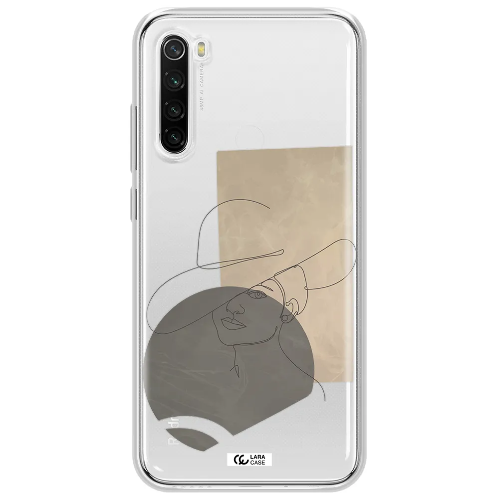 The Lady In The Hat Line Art Xiaomi Redmi Note 8T Clear Tpu Case