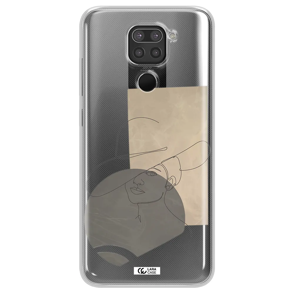 The Lady In The Hat Line Art Xiaomi Redmi Note 9 Clear TPU Case
