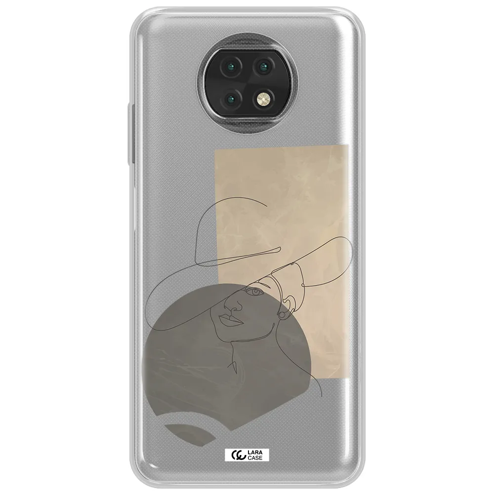 The Lady In The Hat Line Art Xiaomi Redmi Note 9T Clear Tpu Case