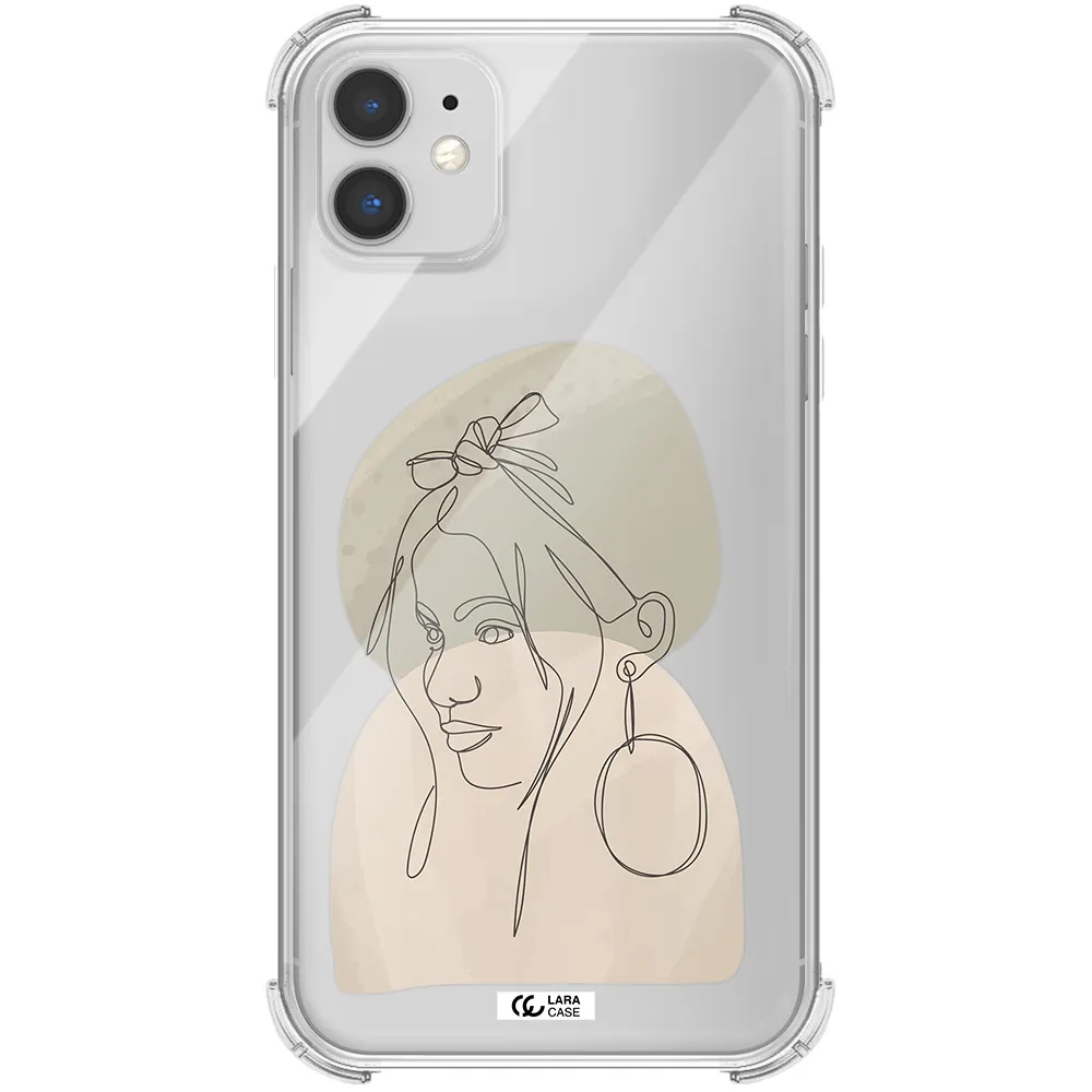 Abstract Female Face Line Art Apple iPhone 11 Clear PC Case