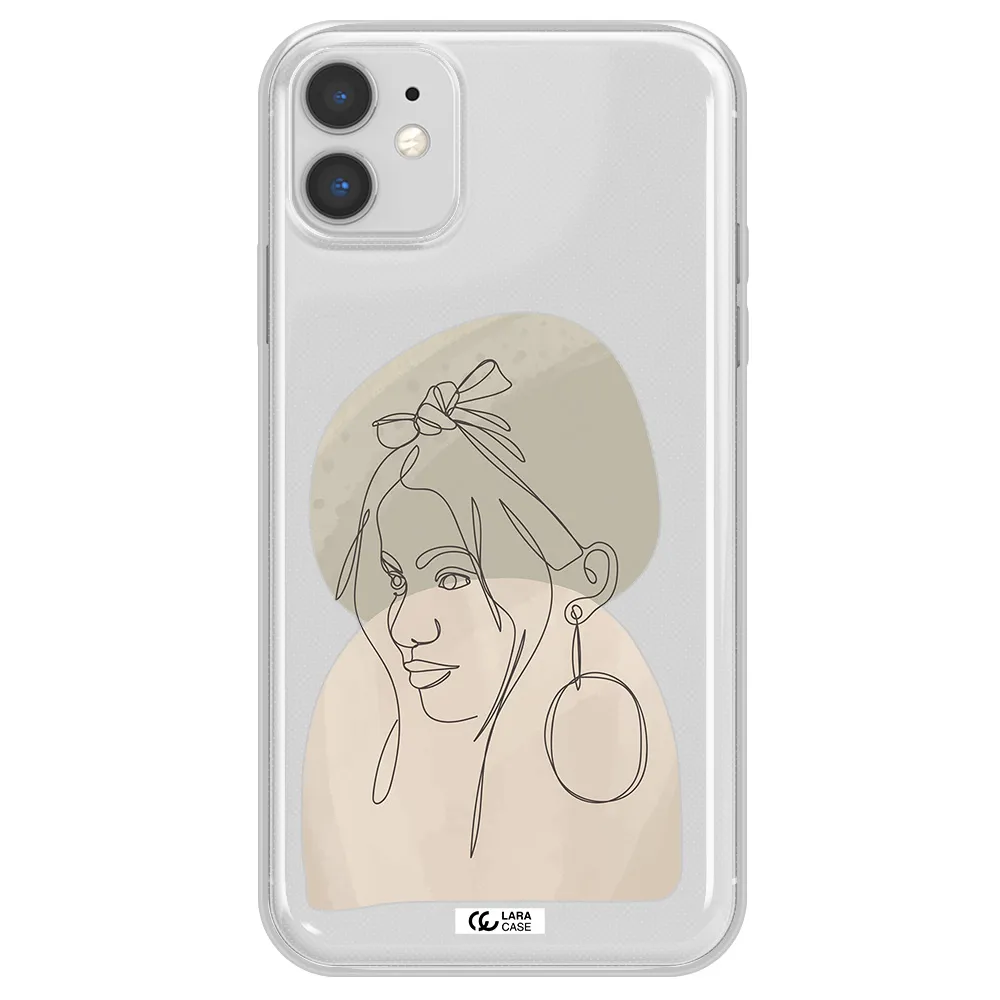Abstract Female Face Line Art Apple iPhone 11 Clear TPU Case