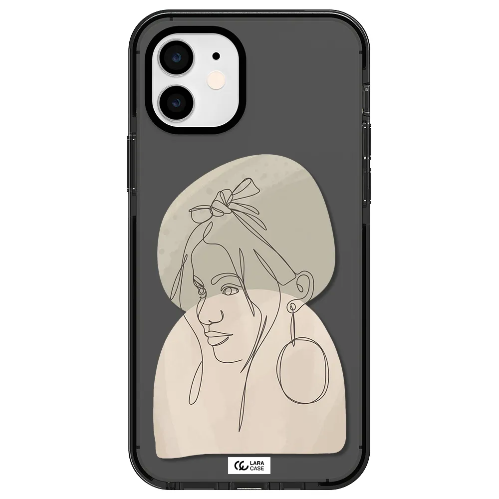 Abstract Female Face Line Art Apple iPhone 11 impact Smoke Black Case