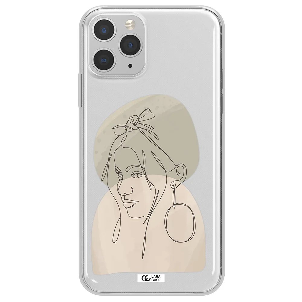 Abstract Female Face Line Art Apple iPhone 11 pro Clear TPU Case