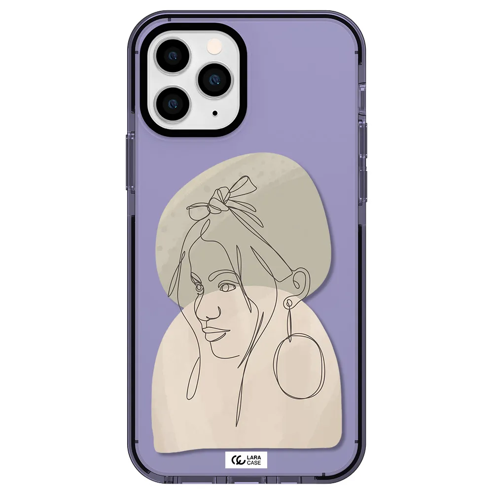 Abstract Female Face Line Art Apple iPhone 11 pro impact Lilac Case