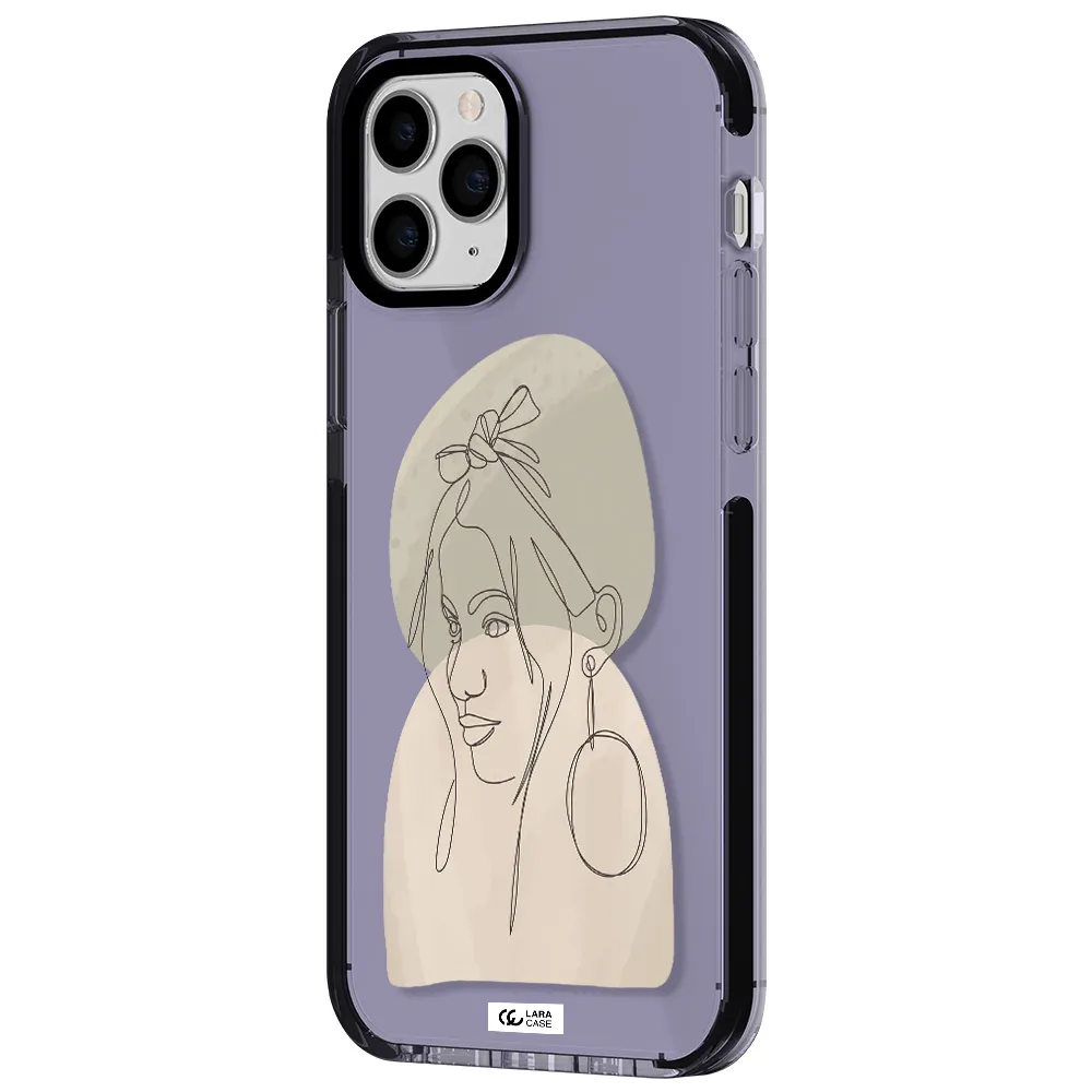 Abstract Female Face Line Art Apple iPhone 11 pro impact Lilac Case