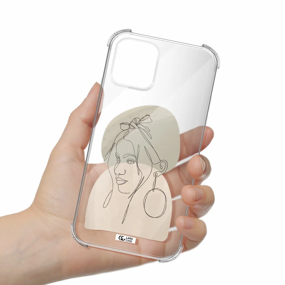 Abstract Female Face Line Art Apple iPhone 11 pro max Clear PC Case