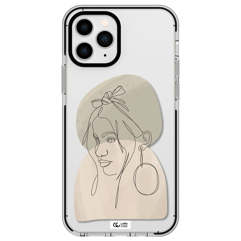 Abstract Female Face Line Art Apple iPhone 11 pro max impact black border Case