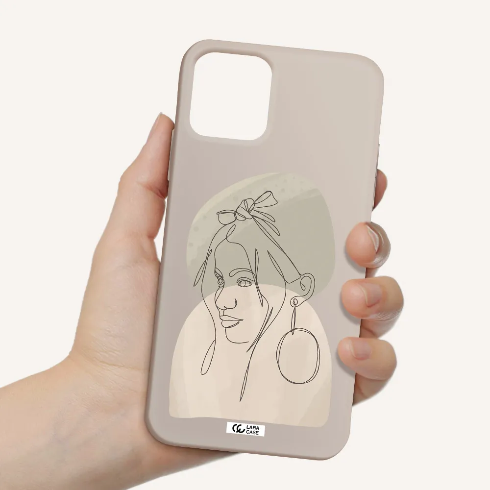 Abstract Female Face Line Art Apple iPhone 11 pro max Silicone Stone Case