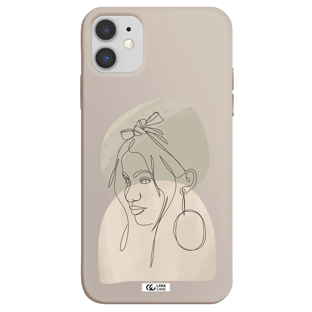 Abstract Female Face Line Art Apple iPhone 11 Silicone Stone Case