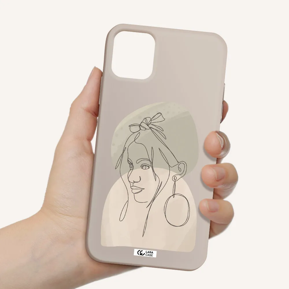 Abstract Female Face Line Art Apple iPhone 11 Silicone Stone Case