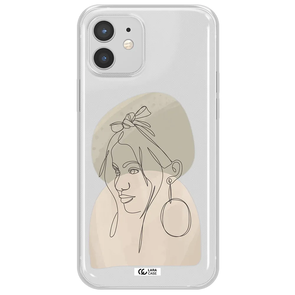 Abstract Female Face Line Art Apple iPhone 12 Clear TPU Case