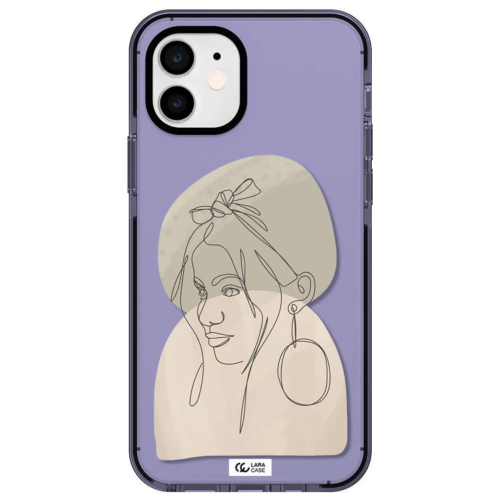 Abstract Female Face Line Art Apple iPhone 12 impact Lilac Case