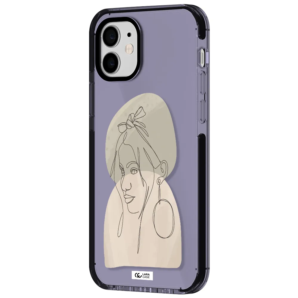 Abstract Female Face Line Art Apple iPhone 12 impact Lilac Case