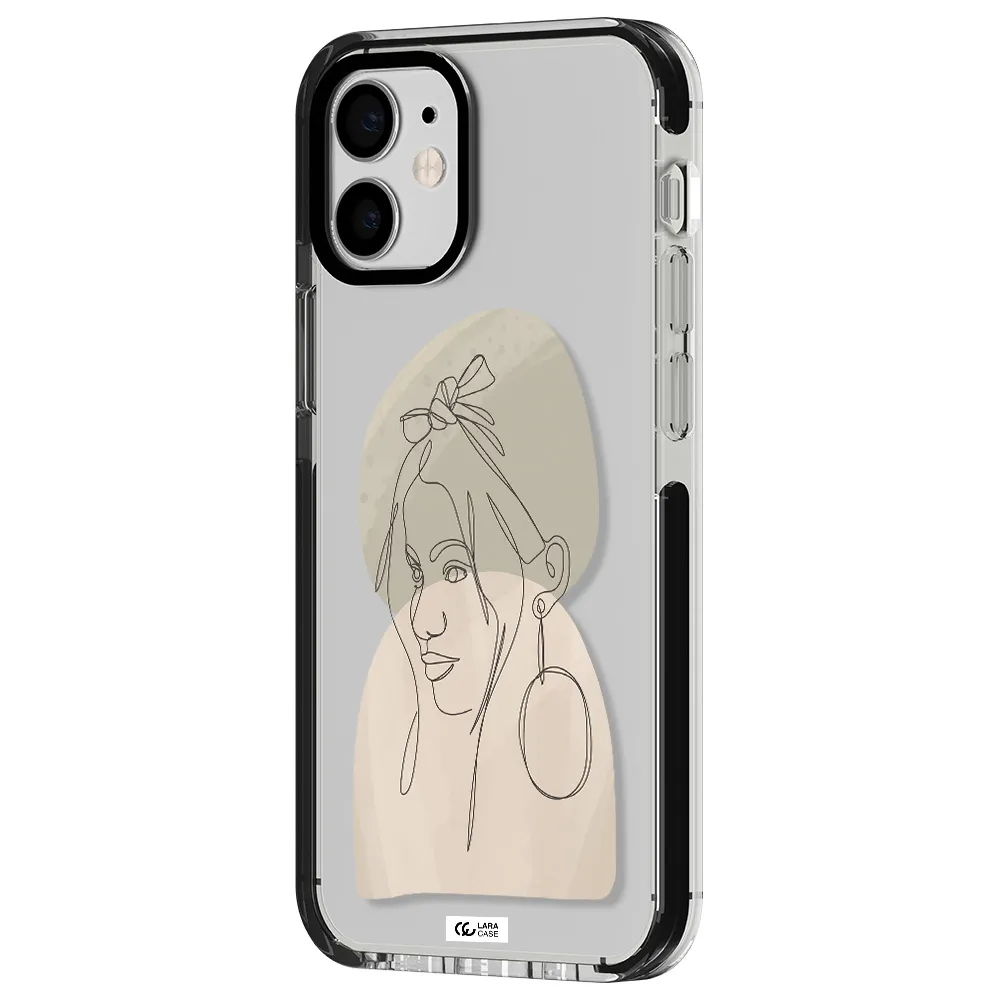 Abstract Female Face Line Art Apple iPhone 12 mini impact black border Case