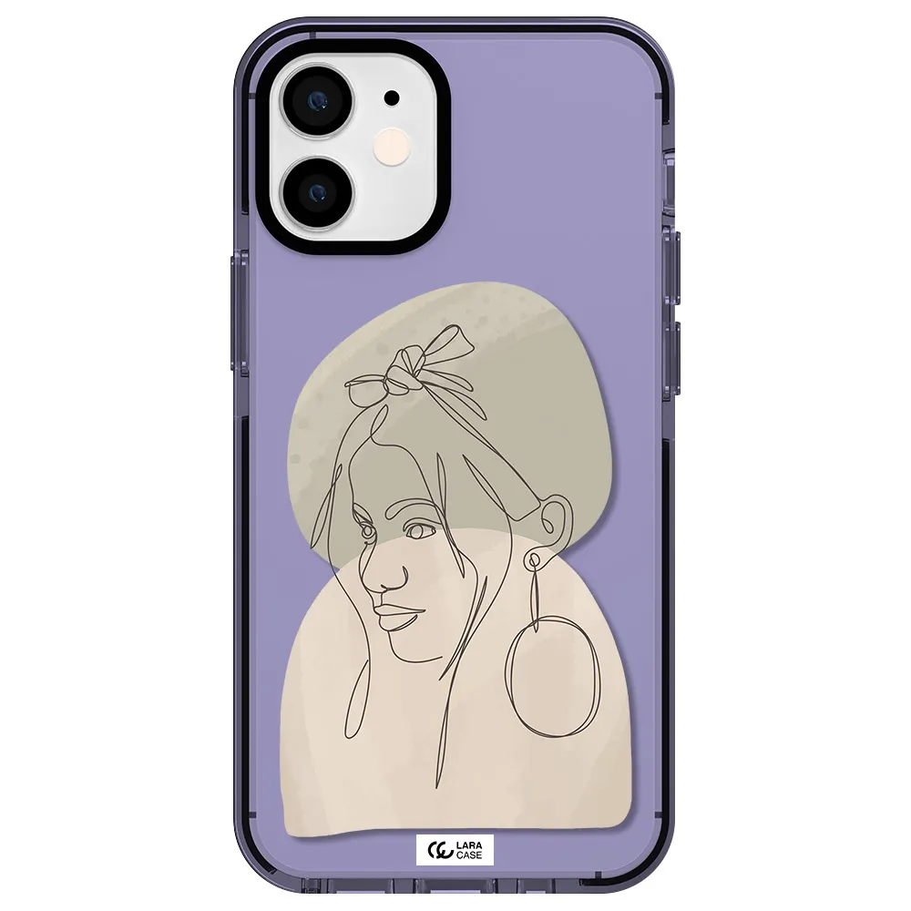 Abstract Female Face Line Art Apple iPhone 12 mini impact Lilac Case