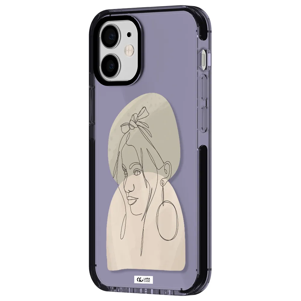 Abstract Female Face Line Art Apple iPhone 12 mini impact Lilac Case