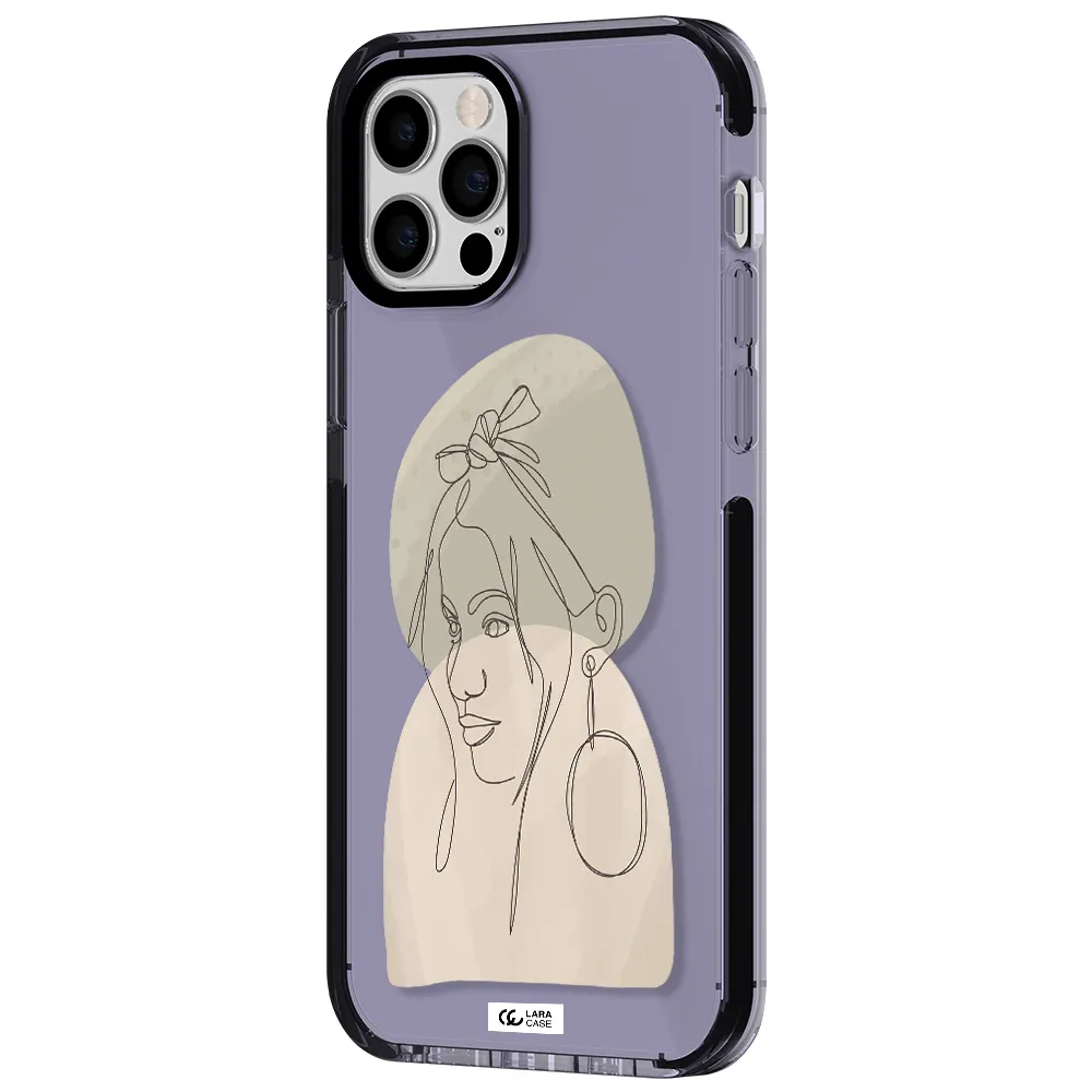 Abstract Female Face Line Art Apple iPhone 12 pro impact Lilac Case