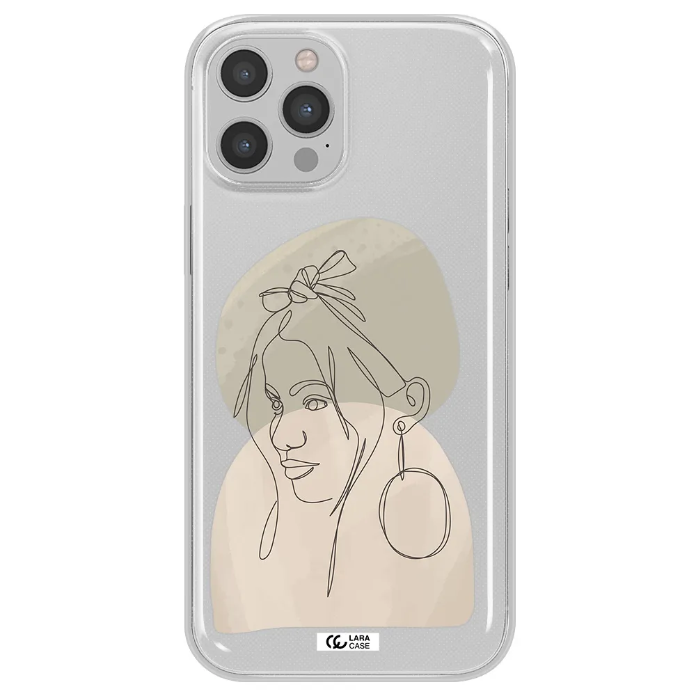Abstract Female Face Line Art Apple iPhone 12 pro max Clear TPU Case
