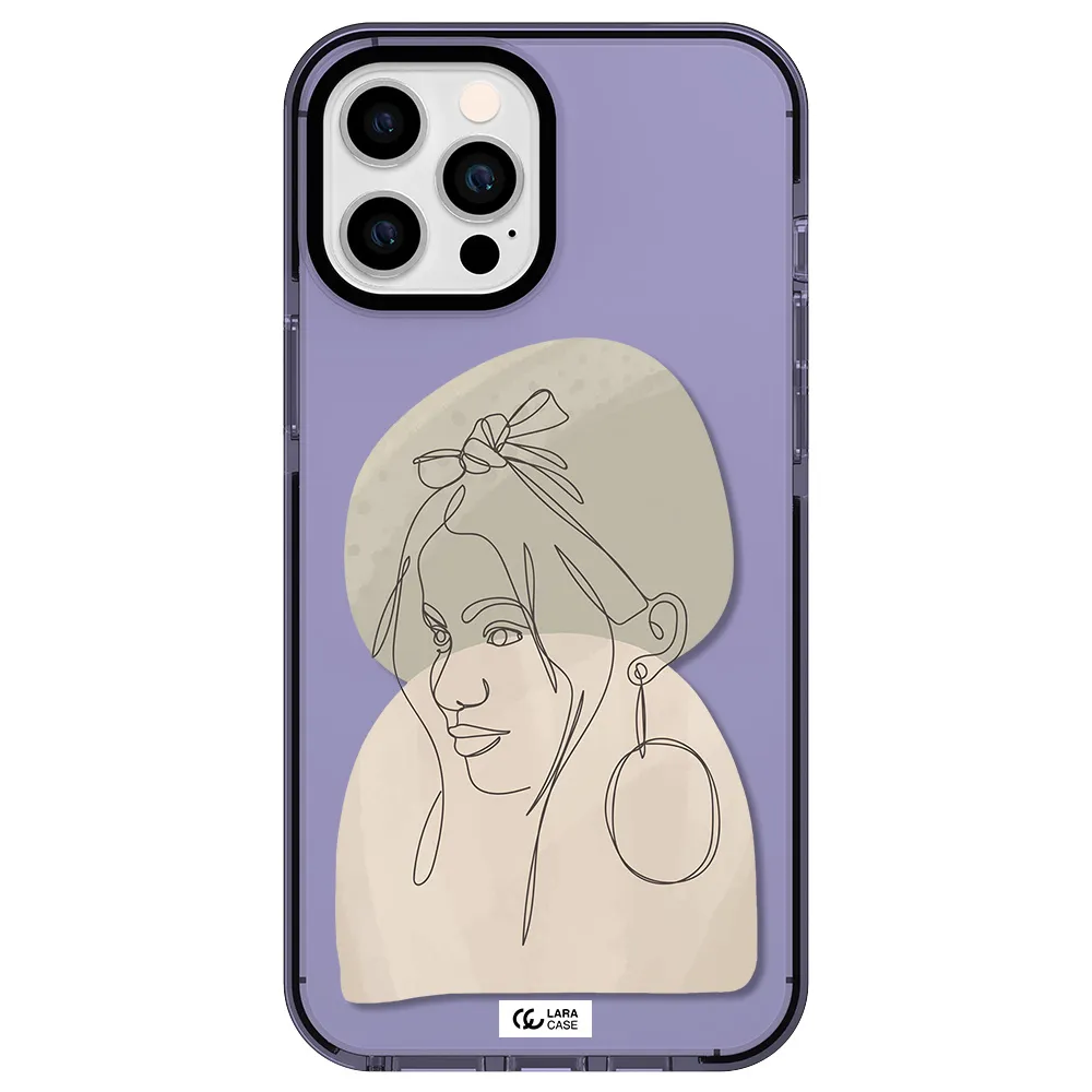 Abstract Female Face Line Art Apple iPhone 12 pro max impact Lilac Case