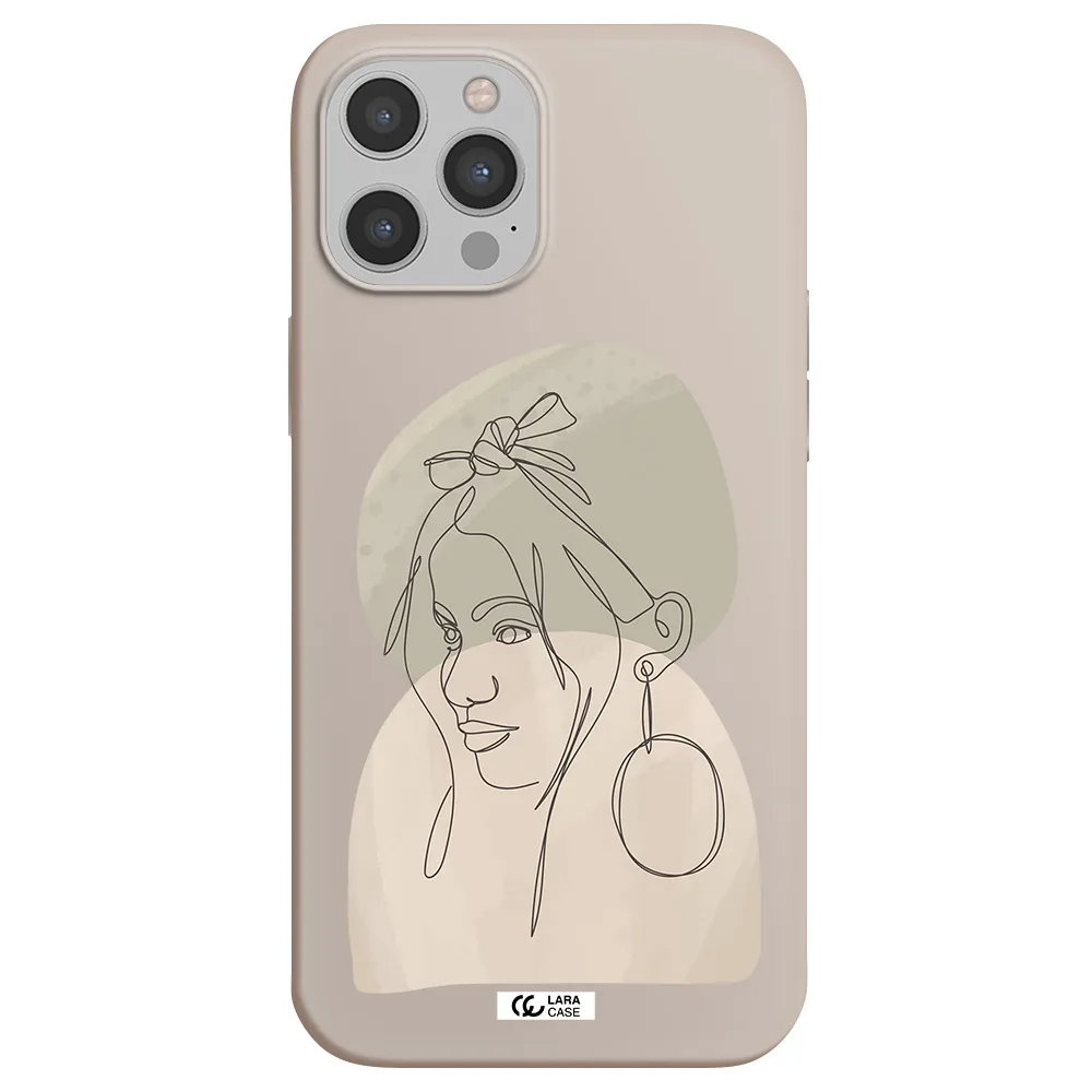 Abstract Female Face Line Art Apple iPhone 12 pro max Silicone Stone Case