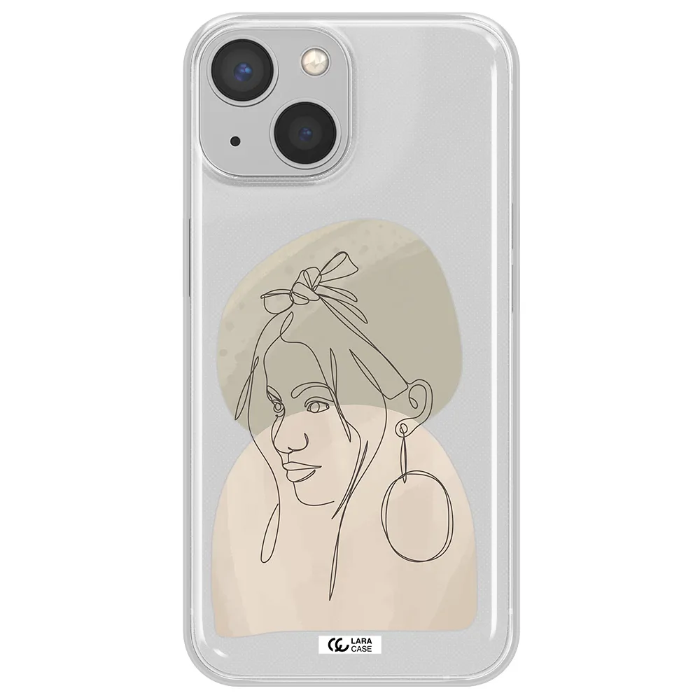 Abstract Female Face Line Art Apple iPhone 13 Clear TPU Case