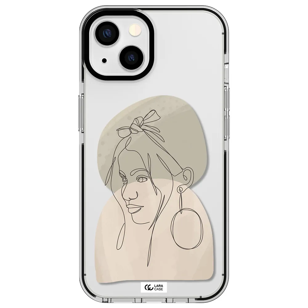 Abstract Female Face Line Art Apple iPhone 13 impact black border Case