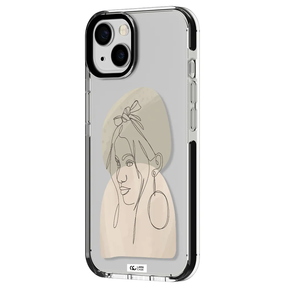 Abstract Female Face Line Art Apple iPhone 13 impact black border Case