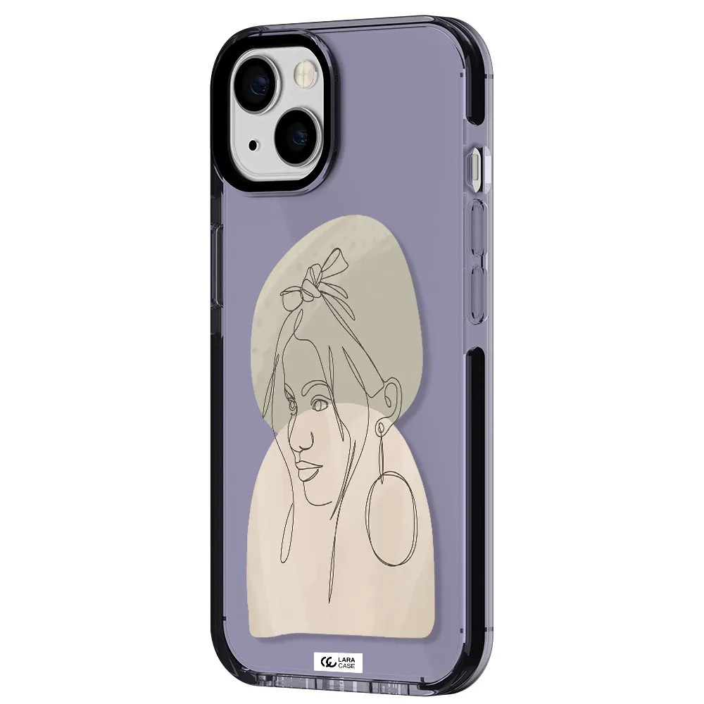 Abstract Female Face Line Art Apple iPhone 13 impact Lilac Case