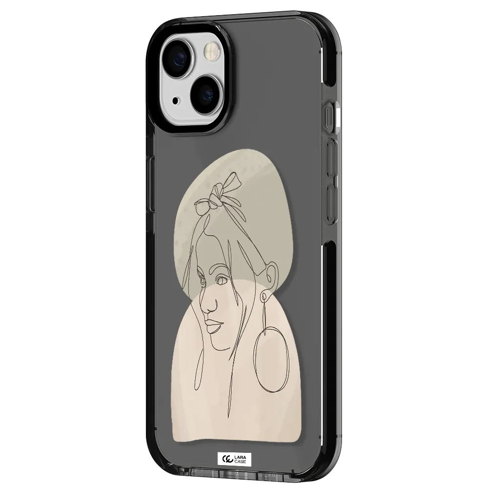 Abstract Female Face Line Art Apple iPhone 13 impact Smoke Black Case