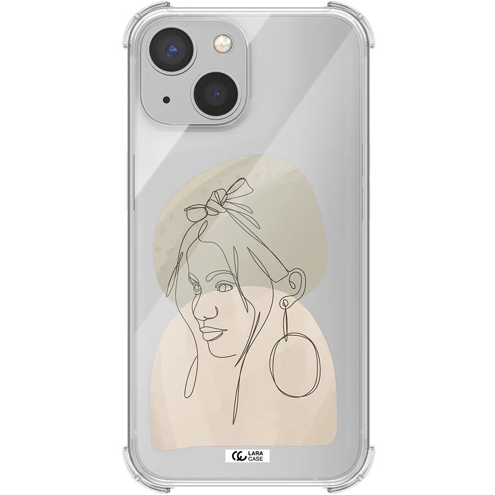 Abstract Female Face Line Art Apple iPhone 13 mini Clear PC Case