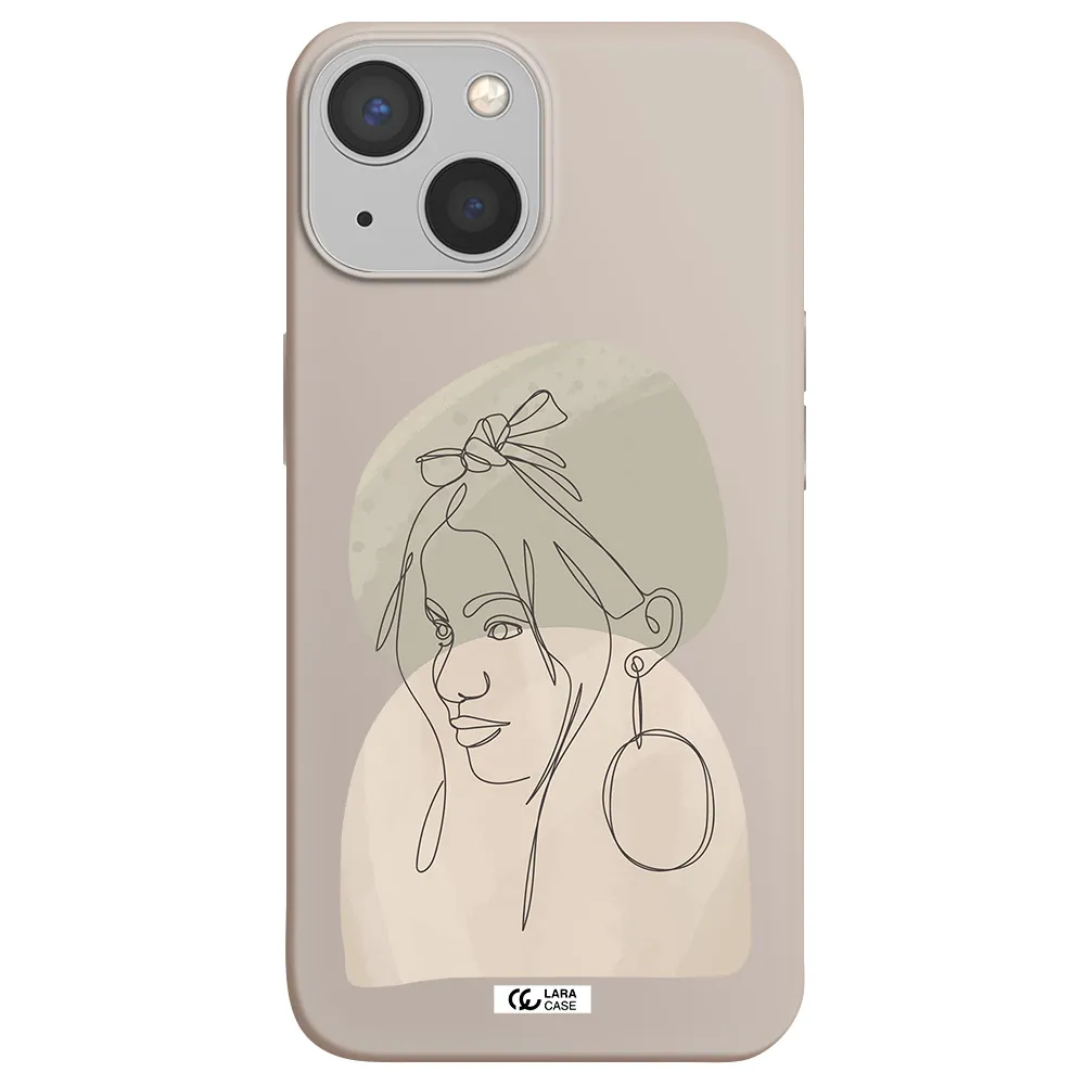 Abstract Female Face Line Art Apple iPhone 13 mini Silicone Stone Case