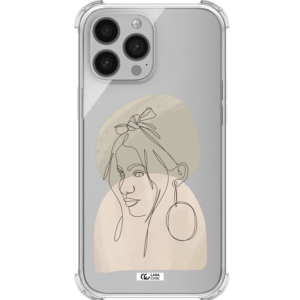 Abstract Female Face Line Art Apple iPhone 13 Pro Clear PC Case