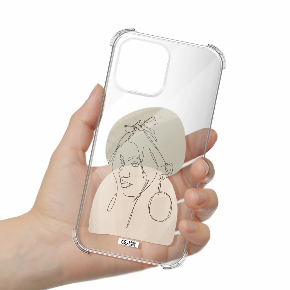Abstract Female Face Line Art Apple iPhone 13 Pro Clear PC Case