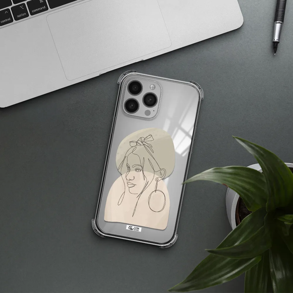 Abstract Female Face Line Art Apple iPhone 13 Pro Clear PC Case