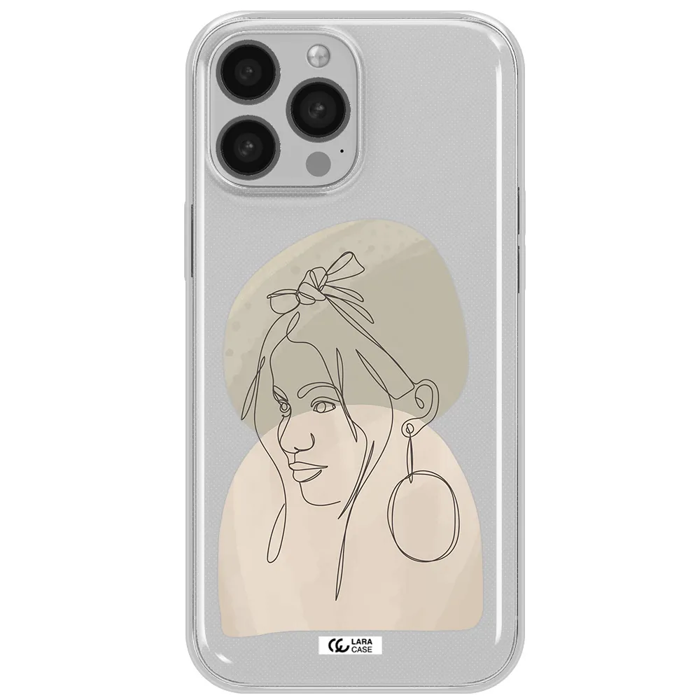 Abstract Female Face Line Art Apple iPhone 13 Pro Clear TPU Case