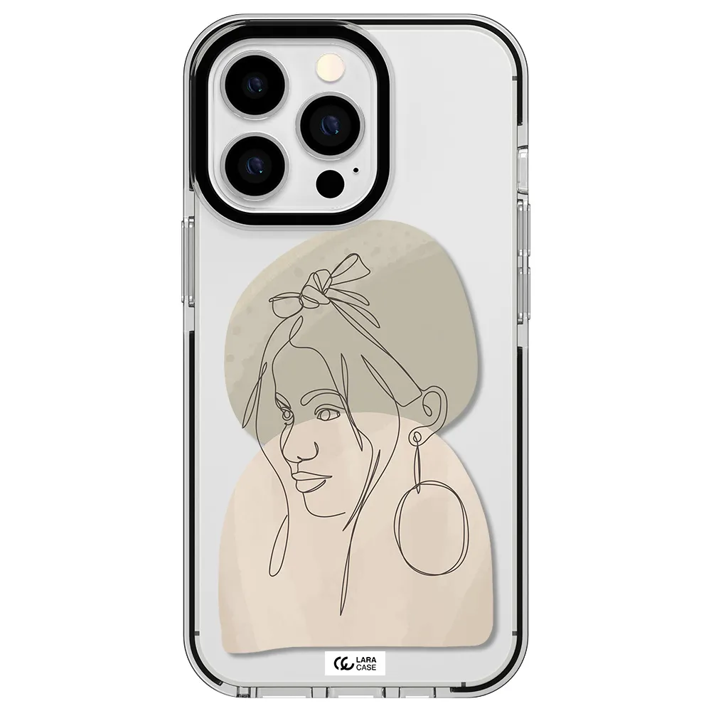 Abstract Female Face Line Art Apple iPhone 13 Pro impact black border Case