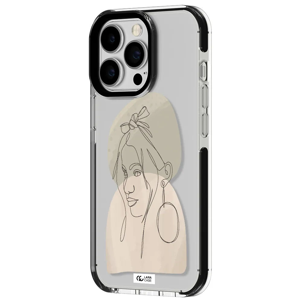 Abstract Female Face Line Art Apple iPhone 13 Pro impact black border Case